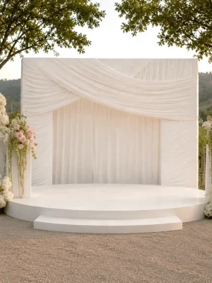 Home square arch drape and plinths on stage ceremony new
